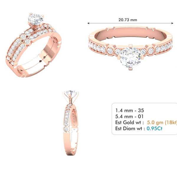 Diseño 3D de anillo de compromiso para mujer en formato 3dm para joyería