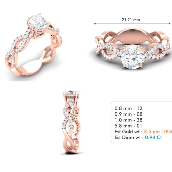 Anillo solitario de mujer 3D